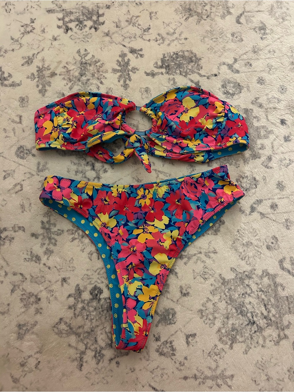 Target Reversible Floral Tie-Front Bikini Set in Pink & Yellow